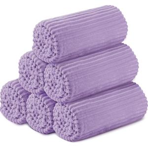 Buryeah 6 Pcs Flannel Throw Blanket Bulk 50 x 60 in Sleepover Blanket Outdoor Wedding Throw Lightweight, Oeko-tex Standard 100 Certified for Sofa Homeless Gifts (Pale Purple)