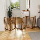 Dog Gate 32" Tall Foldable Dog Gate for Doorways Freestanding Pet Gate for Dogs Indoor (Walnut,6 Panel)