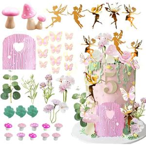 Fairy Cake Topper Fairy Garden Theme Cake Decor Pink Fairy Door for Birthday Baby Shower, 1.2 x 0.25 inches