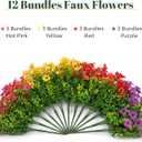Artificial Flowers Faux Plants Outdoor Fake Flowers Spring Decor, 12 Bundles Realistic Plastic Colorful Daisy UV Resistant for Porch Patio Home Yard Garden Window Box Pot Planters