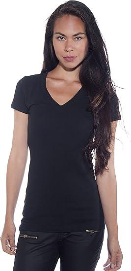 3 Pack Women's Basic V-Neck Tees Large White, Black, Gray, Small