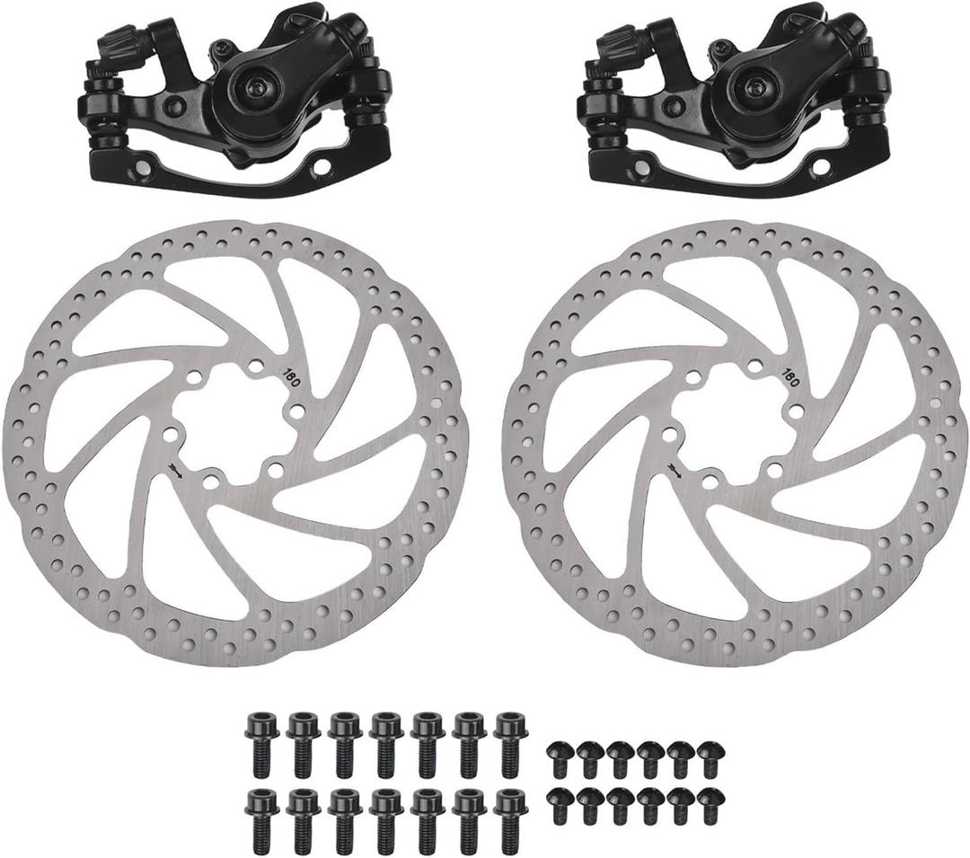 Bike Disc Brake Kit, Mechanical Disc Brakes Aluminum Alloy Caliper Mechanical Disc Brake Caliper Set Front And Rear For Electric Bike Mountain Bike Road Bike Folding Bike (4 pcs set)