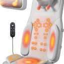Rainwolf Shiatsu Neck and Back Massage Cushion with Heat - 4D Deep Tissue Kneading Full-Back Massager for Relief Stress, Adjustable Intensity & Height, for Office Chair & Home (Grey)