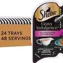 Sheba Gravy Indulgence Adult Wet Cat Food, Wet Food for Cats Salmon Entree in Extra Gravy, 2.6 oz. Twin-Pack Trays (24 Count, 48 Servings) (EXP 05/14/28)