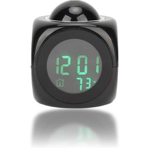 Projection Clock for Bedroom Ceiling - Digital Alarm Clock with Adjustable Projector, LED Display Indoor Thermometer, Voice Talking Report, Snooze & Sleep Timer, USB or Battery Powered