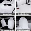 NLQR Full Seat Cover Set PU Leather Perforated Protector Cushion White Compatible with Tesla Model 3 2017 2018 2019 2020 2021 2022 2023