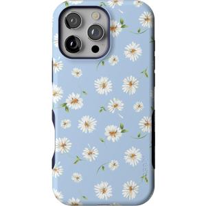 Casely iPhone 16 Pro Case | Daisy Daydream | Baby Blue Floral | Compatible with MagSafe | Bold Protective Case Design