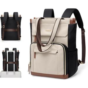 GOLF QUALITY Convertible Daypack Laptop Backpack for Women Men Carry on Tote Backpack Bookbag for College Work Nurse Travel, 16Inch, Apricot Brown