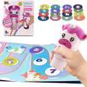 iPlay, iLearn Kids Unicorn Sticker Stamp Set - 400+ Stickers 18-Page Activity Book, Toddler Creative Mess-Free Art Craft Educational Travel Toy, Birthday Easter Basket Gifts 3 4 5 6 Year Old Girl Boy