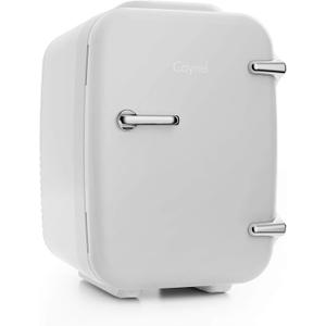 CAYNEL Mini Fridge Cooler and Warmer, (4Liter / 6Can) Portable Compact Personal Fridge, AC/DC Thermoelectric System, 100% Freon-Free Eco Friendly for Home, Office and Car (white)
