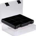 OffiXymeric Plastic Storage Bin with Clear Lid and Removable Tray, Perfect for Craft Supplies, Art Tools,Beads, Stackable Organizer with Portable Handle, Durable Design for Home or Office Use (Black)