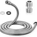 Dreyoo 1 Pack 79 Inch Shower Hose with Shower Extension Connector, Extra Long Handheld Head Hose with Brass Insert and Nut, 1/2 to 1/2 Extender, Stainless Steel