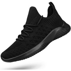 Feethit Womens Slip On Walking Shoes Non Slip Running Shoes Breathable Workout Shoes Lightweight Gym Sneakers (7.5, Black)