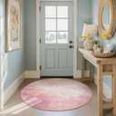 jinchan 5ft Round Rug, Washable Non Slip, Peach Pink