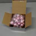 BBTO 40 Pcs Christmas Pink and White Balls 1.18 Inch Stripe Dot Hanging Xmas Balls Plastic Pink Christmas Ornaments Glittering Christmas Ball Decorations for Home Trees Holiday Party Accessories