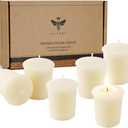 Pure White Beeswax Votive Candles-6 Pack Natural Votives Set for Home Room Decor Party Wedding Spa Gift, 12 Hours Burn