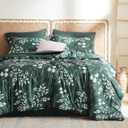 Bedsure Queen Comforter Set - 7 Pieces Floral Forest Green Soft Bedding Sets, Queen Bed in a Bag with Botanical Flowers Comforter, Sheets, Pillowcases & Shams