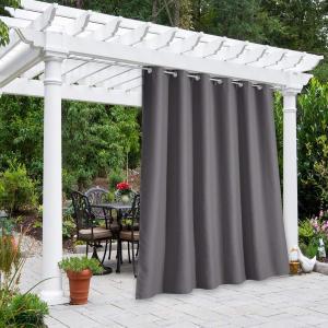 NICETOWN Extra Wide 84" Bedroom Curtain for Patio Room Darkning, Rustproof Grommet Blackout Bedroom Drape Heavy Weight Vertical Blind for Arbor/Party/Terrace, 84" Long, Grey, 1 Piece