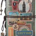 Leather Journal Notebook, MALEDEN Spiral Bound Traveler Notebook for Women Men Thanksgiving Refillable Daily Planner Sketchbook Diary with Zipper Pocket (A6, Stamps)