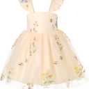 YOUNGER TREE Toddler Girl Tutu Dress Tulle Summer Dresses Party Princess Sundress for 1-6Y (5-6 Years, Apricot and Flower)