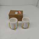 Kitchen Utensil Holder, Ceramic Utensil Holder with Metal Frame Chic & Modern Kitchen Cooking Utensil Holder, Robust Silverware Caddy 4.7 * 3.15 inch Gold 2 Piece Set