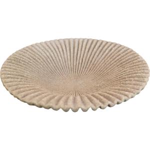 Decorative Bowl decor Tray, Scalloped Pedestal Bowls for Modern Home Decor,Ruffle Decor,Stylish Key Bowl for Entry Table,Decorative Fruit Bowl for Kitchen Counter,Artificial Stone Beige