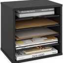Ballucci File Organizer Paper Sorter, 5 Tier Adjustable Shelves Office Desk Organizer, 13 5/8" x 9 1/4" x 12", Black