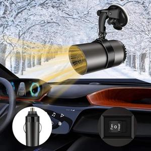 Car Heater, 12V Portable Car Heater, Car Heater That Plugs into Cigarette Lighter, Defroster for Car Windshield, 2 in 1 Heating & Cooling Fast Heating Defrost Defogger with Suction Holder