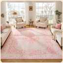 Istana Living Room Rug 10x14 - Pink 10 x 14 Area Rug - Foldable Machine Washable Area Rugs 10x14 - Stylish 10x14 Area Rugs Boho - Stain Resistant Washable Rug 10x14, Blush Pink