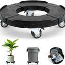 Trash Can Dolly Wheels, Adjustable 15-19 Inch Round Roller with Locking Wheels 440 LBS Heavy Duty Drum Cart Multi Function Rolling Dollies Stand Plant Caddy, Black