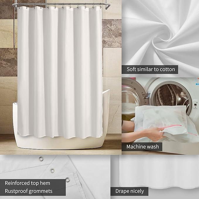 ALYVIA SPRING Extra Long Fabric Shower Curtain Liner Waterproof - 72" x 84", Soft & Lightweight XL Shower Curtain with Magnets, Machine Washable - 72x84, White, 1 Pack