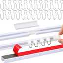 11 FT/126 IN Self Adhesive Ceiling Curtain Track Rail No Drill Rod Screws or Tools No Damage for Windows Cabinet Closet Bathroom Shower Curtain Room Divider