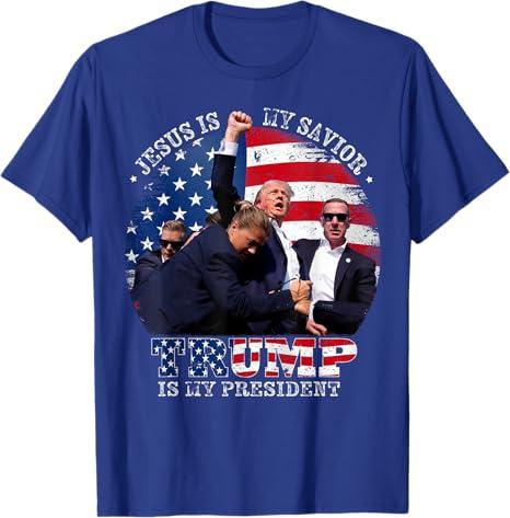 Donald Trump Fight Jesus Is My Savior Trump is my President T-Shirt Size L