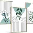 SERIMINO Sage Green Wall Art Framed, Botanical Boho Wall Decor for Living Room, Set of 3 Plant Painting Prints Farmhouse Decor for Bedroom, Bathroom, Office, 20 x28 inch