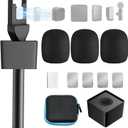 Mic Handle for DJI/DJI Mini/3, Microphone Holder for Rode Wireless GO/Hollyland Lark/Lavalier Mic, Universal Magnetic Mic Stand, Mic Holder with 3 Pop Filter for Vlogging, Interview, Podcast, Reports