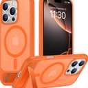Temdan Magnetic Compatible with iPhone 16 Pro Max Case, [Built-in Invisible Kickstand][Compatible with MagSafe][Military Grade Shockproof] Slim Translucent Matte Phone Case for iPhone 16 Pro Max 6.9" (Orange)