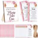 Sintuff 50 Set Baby Shower Favors for Guest 1 Thank You for Coming Sign 50 Ballpoint Pens 50 Thank You Cards with Twine Fall Baby Shower Return Gifts for Gender Reveal(Pink,Bear)