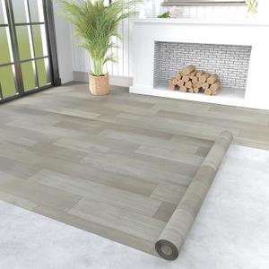 Vinyl Flooring Roll 107 sq.ft | 3'4"W x 32'10"L, PVC Leather-Like Linoleum Floor Covering, Waterproof Durable Heavy Vinyl, Easy to Install with Tape, Removable- No Adhesive Backing, Blocky Grey