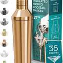 BARE BARREL Insulated Cocktail Shaker Set | Double Wall Stainless Steel | Martini Shaker for Home Bar Bartending | Built-in Drink Measure System & Strainer, Travel Bag, Recipes | Gift Set (Copper)