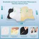 DONAMA Cervical Pillow for Neck and Shoulder Pain Relief, Cooling Contour Memory Foam Pillow, Dual-Height Ergonomic Neck Support Pillow for Side Back Stomach Sleepers with Removable Pillowcase
