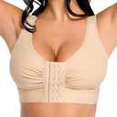 FeelinGirl Post Surgery Compression Bra for Women's Front Closure Bra with Adjustable Straps Wirefree, XXL