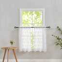 YJ YANJUN Vintage Lace Curtains 36 inch Length Country White Cafe Kitchen Sheer Short Curtain Panels for Bathroom - 2 Panels 26 x 36 Inch Light Filtering
