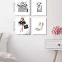 Drsoum Glam Fashion Bathroom Decor Gray Framed Beauty Girly Elegantes Bathroom Wall Art Glitter Tissue Pictures Modern Aesthetics Ready to Hang Set of 4, 8x10 in (Framed)