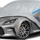 Car Cover for 2013-2025 Toyota GR86/Subaru BRZ, Waterproof Custom-fit All Weather Sun Rain UV Dust Snow Protection Outdoor GR86 Full Car Cover with Door Zipper and Cotton Lining-Grey