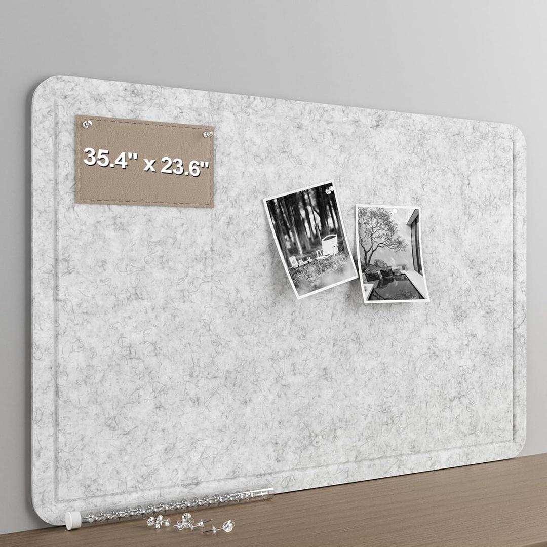 Large Felt Bulletin Board for Wall, 36"x24" Frameless Picture Board, Soft Felt Cork Board for Office, Home Planning & Office Wall Decor, Easy Install Pin Board