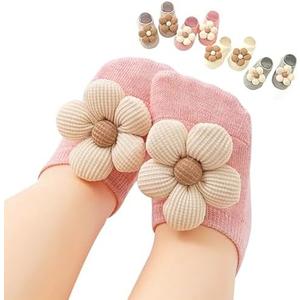 KEAINVRN 2Packs Baby Girls Socks,Flower Non-Slip Grips for Babies Toddler Princess Low Cut Ankle Socks for Girls