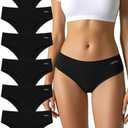 DHFBABY Womens Underwear Cotton Panties Soft Low Waist Hispter Breathable Stretch Ladies Bikini Underwear 6 Pack (US, Alpha, Medium, Regular, Regular, 6Black)
