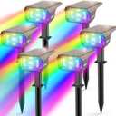 Color Solar Lights Outdoor Waterproof Spotlights with 9 Light Modes, Color Changing Outdoor Light for Decorate Festivals, Colored Solar Spot Lights Auto On/Off, RGBW 6 Pack