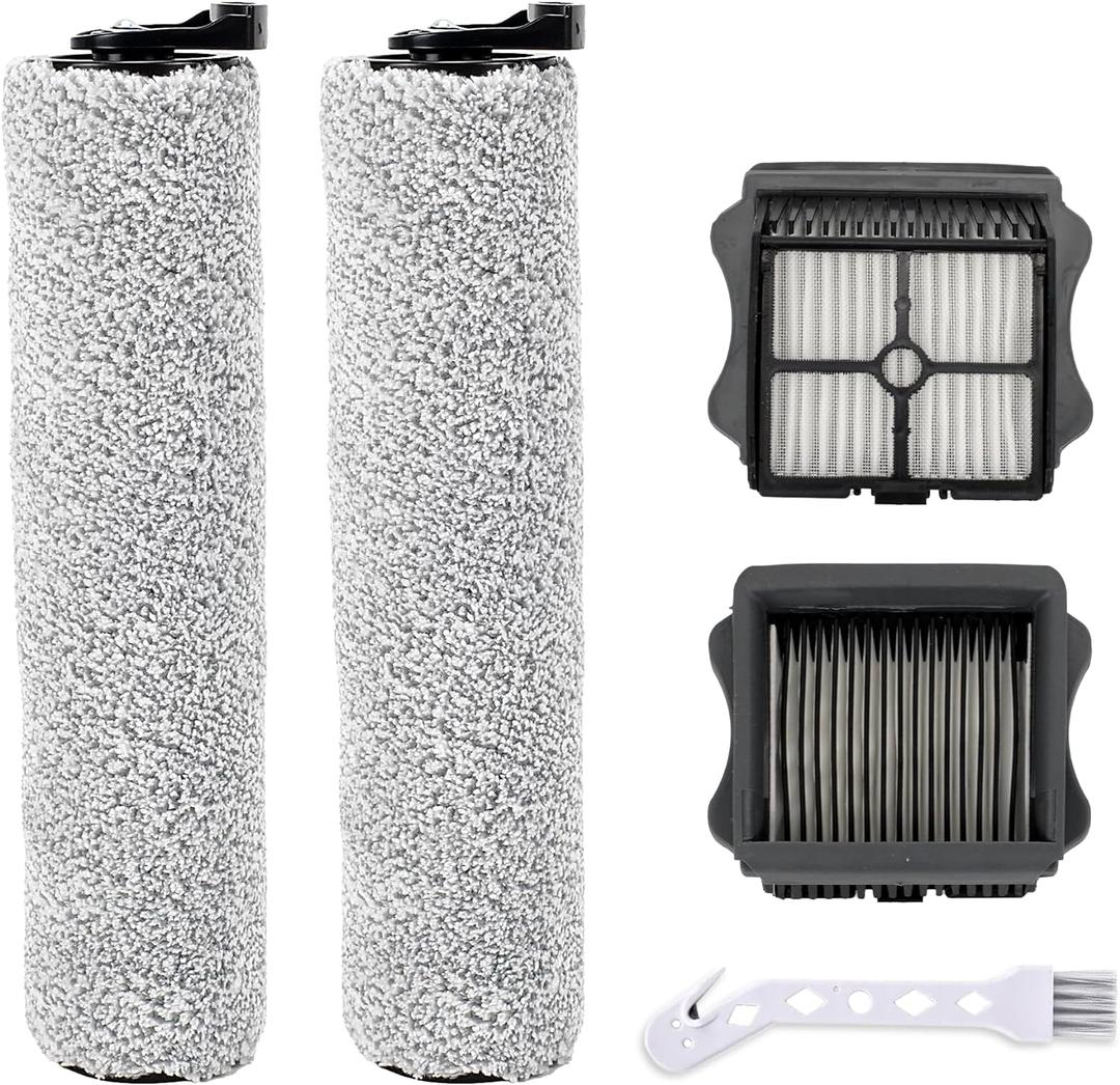 iFloor 3 Filter and Roller Brush Replacement for Tineco iFloor 3 and Floor One S3 Cordless Wet Dry Vacuum Cleaner, 2 Brush Rollers and 2 Filters