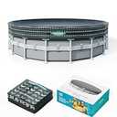 Winter Pool Cover 18FT- 18 Foot Round Pool Cover, 4 Foot Overlap Extra Thick 420D Round Above Ground Pool Cover with Winch and Cable (Black)
